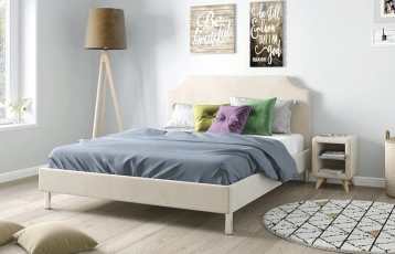 Мягкая кровать Runa, цвет Casanova Beige на деревянных высоких ножках с прямым изголовьем Askona фото - 2